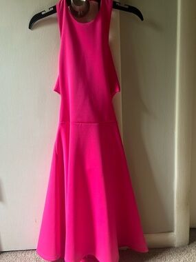 dee elle Hot Pink One-Shoulder Fit & Flare Dress